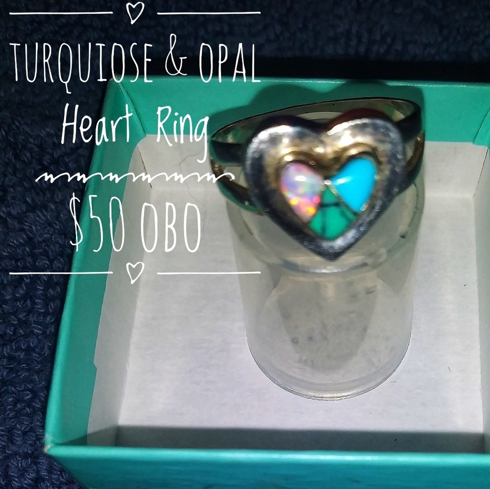 Turquiose & Opal Heart Ring
